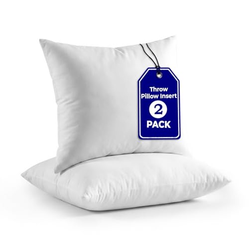 QUBA LINEN Throw Pillow Inserts (Set of 2, White), 22x22 Inches - Premium Cushion Fillers for Sofa, Bed, and Home Décor (22x22 Inch (Pack of 2)) - size: 22x22 Inch (Pack of 2)