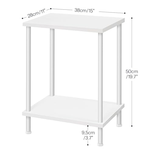 HOOBRO End Table, Small Side Table, Nightstand with 2-Layer Storage Shelves, Sofa Table for Small Spaces, Living Room, Bedroom, Stable Frame, Easy Assembly, White WW09BZ01 - color: White