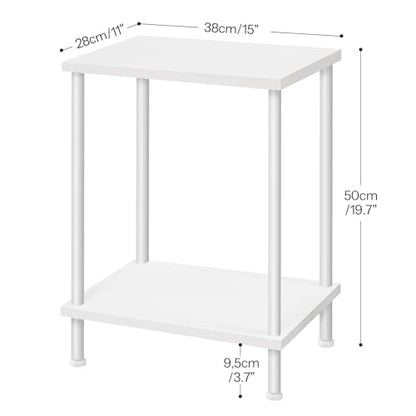 HOOBRO End Table, Small Side Table, Nightstand with 2-Layer Storage Shelves, Sofa Table for Small Spaces, Living Room, Bedroom, Stable Frame, Easy Assembly, White WW09BZ01 - color: White