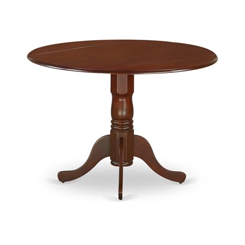 East West Furniture DLT-MAH-TP Dublin Dining Room Table - a Round Solid Wood Table Top with Dropleaf & Pedestal Base, 42x42 Inch, Mahogany - color: Mahogany