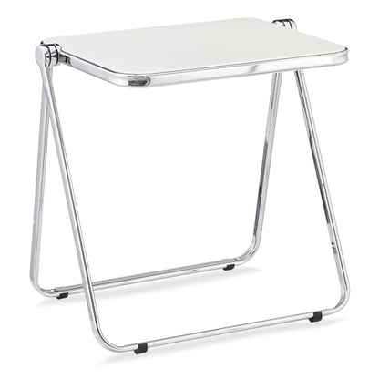 KAIHAOWIN Folding TV Tray Table Acrylic Foldable Table No Assembly Required Tiny Desk for Home Office Side Table Small Computer Desk for Small Spaces (White) - color: White