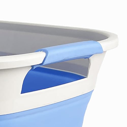 SAMMART 40L (10.5 Gallon) Collapsible Plastic Laundry Basket - Foldable Pop Up Storage Container/Organizer - Portable Laundry Hamper - Space Saving (1, Grey/Little Boy Blue) - color: Grey/Little Boy Blue
