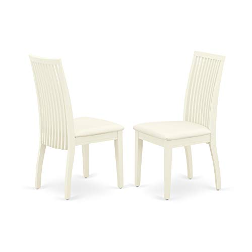 East West Furniture ANIP5-LWH-C 5 Piece Kitchen Table & Chairs Set Includes a Round Dining Room Table with Pedestal and 4 Linen Fabric Upholstered Chairs, 36x36 Inch, Linen White - color: Anip5-lwh-c