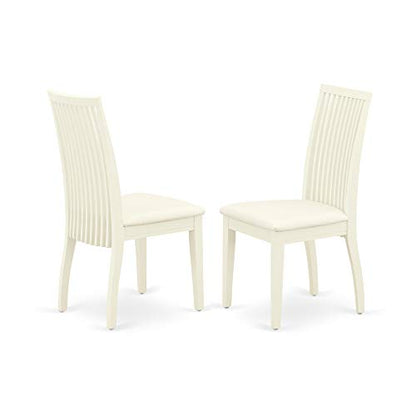 East West Furniture ANIP5-LWH-C 5 Piece Kitchen Table & Chairs Set Includes a Round Dining Room Table with Pedestal and 4 Linen Fabric Upholstered Chairs, 36x36 Inch, Linen White - color: Anip5-lwh-c