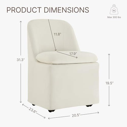 KISLOT Upholstered Dining Chairs with Casters, Washable Cover Modern Dining Room Chairs with Thick Cushion & Sturdy Metal Frame for Kitchen, Living Room, Dressing Room, Beige Fabric, Set of 2 - color: Beige, size: set of 2