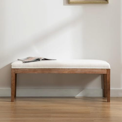 Linen Dining Bench Upholstered Entryway Bench Farmhouse Shoe Bench Seat Ottoman for Hallway Living Room Bedroom End of Bed Dining Room Kitchen, 45.5" Long, Beige - color: Linen, Beige