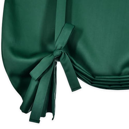 Christmas Dark Green Tie Up Shade for Bathroom - Farmhouse Kitchen Curtain Thermal Insulated Window Treatment Rod Pocket Balloon Christmas Valance (1PC,34W x 45L) - color: Dark Green, size: 34"W x 45"H