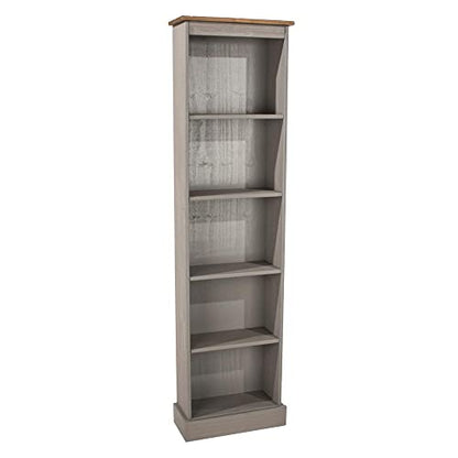 Wood Bookcase - Bookshelf - Tall Small Bookshelf - 118.11" W x 7.87" D x 69.29" H (Gray) - color: Grey