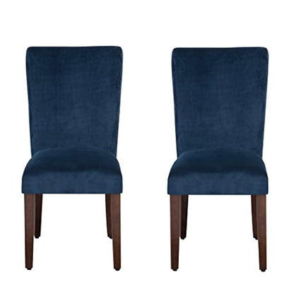 HomePop Parsons Classic Upholstered Accent Dining Chair, Set of 2, Navy Velvet - color: Navy Velvet, style: Pack of 2