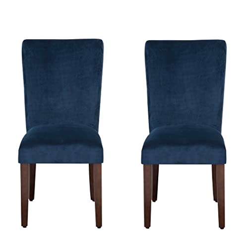 HomePop Parsons Classic Upholstered Accent Dining Chair, Set of 2, Navy Velvet - color: Navy Velvet, style: Pack of 2