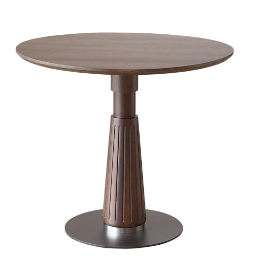 Round Dining Table 31.5" for 2-4, Small Kitchen Table, Walnut | Water-Resistant Small Dining Table with Round Pedestal Base, 0.7"Solid Wood, 200lbs Capacity,for Living Room Small Space