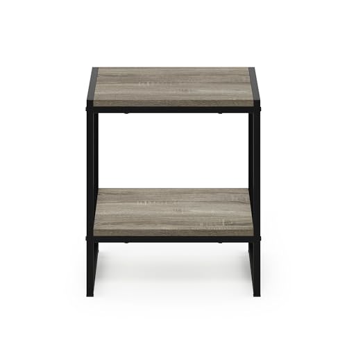 Furinno FM19122GYW Camnus Modern Living 2-Tier End Table, French Oak Grey, 15.9 in x 15.75 in x 18 in - color: French Oak Grey, size: 2-Tier, 15.9" Square