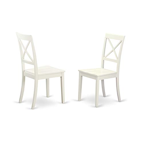 East West Furniture DLBO3-WHI-W 3 Piece Dining Room Table Set Contains a Round Kitchen Table with Dropleaf and 2 Dining Chairs, 42x42 Inch, Linen White - color: Dlbo3-whi-w, size: Table + 2 Chairs