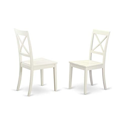 East West Furniture DLBO3-WHI-W 3 Piece Dining Room Table Set Contains a Round Kitchen Table with Dropleaf and 2 Dining Chairs, 42x42 Inch, Linen White - color: Dlbo3-whi-w, size: Table + 2 Chairs