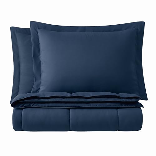 TRULY SOFT Everyday Reversible Dark Blue King 3 Piece Comforter Set - color: Dark Blue, size: King