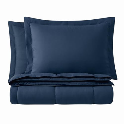 TRULY SOFT Everyday Reversible Dark Blue King 3 Piece Comforter Set - color: Dark Blue, size: King