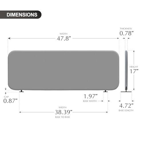 DECOLAB Desk Dividers, Portable Table Partition Panel 48"x18", Steel | Freestanding Tabletop Screen. For Office, Workspace, Classroom, Student. No Drill. - color: Steel