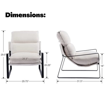 LukeAlon Modern Sherpa Accent Armchair, White | Sherpa Upholstered Living Room Chair With Metal Base & Thickened Cushion, Comfy Single Lounge Sofa for Bedroom, Office - color: Fur White