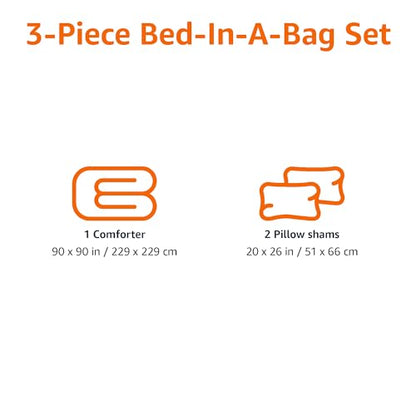 Amazon Basics 3-Piece Soft Microfiber Kids' Comforter and Pillow Sham Set, Full/Queen, Red, Solid - color: Red, size: Full/Queen