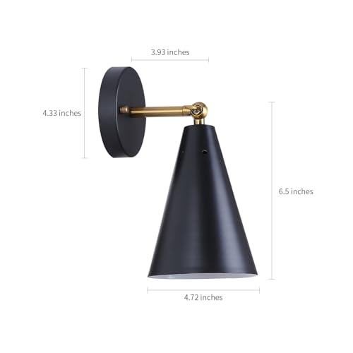 MWZ Modern Black Wall Sconces Lighting, 2 Pack Gold Rustic Lamp Fixture Farmhouse Simplicity Bronze Finish Arm Swing Industrial Wall Lights for Bedroom,Living Room,Reading,Kitchen - color: Black