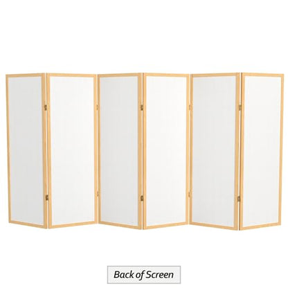 4 ft. Short Window Pane Shoji Screen - Natural - 6 Panels - color: Natural, size: 6 Panels