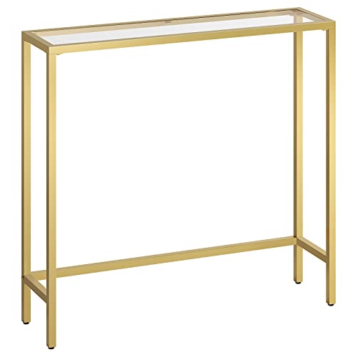 HOOBRO 29.5" Narrow Console Table, Modern Sofa Table Behind Couch, Tempered Glass Entryway Table, Small Side Table for Entrance, Living Room, Foyer, Hallway, Bedroom, Gold GD07XG01 - color: Gold