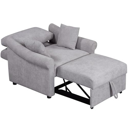 JIVOIT Convertible Sleeper Chair with Adjustable Backrest, 3-in-1 Sleeper Sofa with Metal Frame, 3 in 1 Lounger Chair Turns Into Bed, Chenille Fabric Single Bed for Living Room (Gray,315) - color: Gray,315