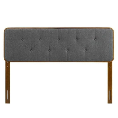 Pemberly Row Tufted Twin Headboard, 48" H x 39" W, RubberWood and MDF Frame, Walnut and Charcoal Finish, Fabric Upholstered, Button Tufted Design, Dense Foam Padding, Modern Bedroom or Guest Room - color: Walnut and Charcoal, size: Twin