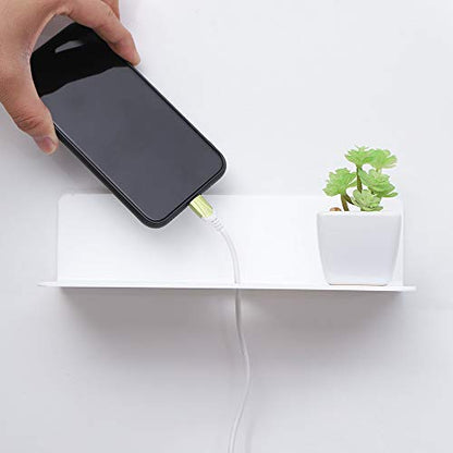 9 Inch Acrylic Floating Shelves Set of 4,Small Wall Display Shelf for Bluetooth Speakers/Security Cameras/Nintendo Switch/Action Figures,Damage-Free Wall Shelves Stick-On Shelf,White - color: White With Adhesive Tape