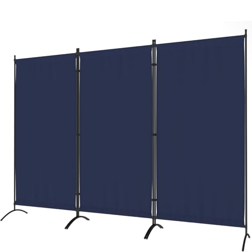 Morngardo Room Divider Folding Privacy Screens 3 Panel Partitions Dividers Portable Separating for Home Office Bedroom Dorm Decor - color: Blue, size: 99'W - 3 Panels
