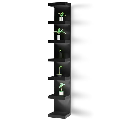 Wall Shelf Unit, 11 3/4x74 3/4,Use Fixing Devices Suitable for The Walls in Your Home. (2 x Black) - color: 2 X Black