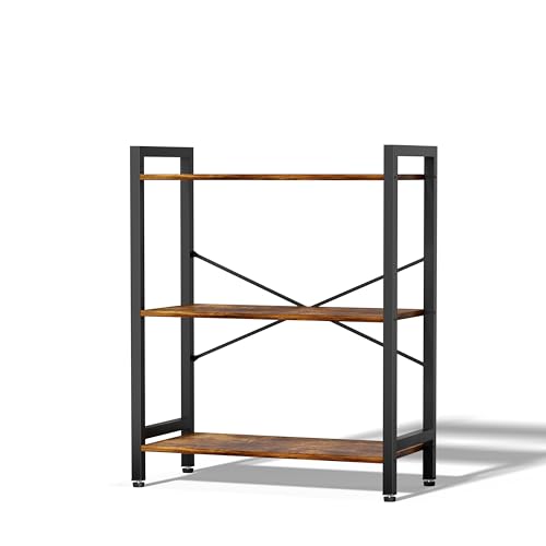 3 Tier Bookshelf,Storage Shelf with Steel Frame,Free Standing Open Book Shelves Storage Display Shelf - size: 3 Tier
