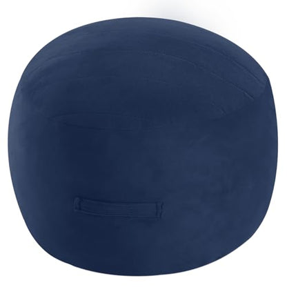MeMoreCool Round Pouf Ottoman Foot Rest 20x15 Inches, Navy | Navy Round Pouf Footstool, Soft Foam Stuffed Circle Foot Rest for Living Room Bedroom - color: Striped Navy