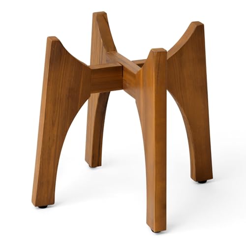KUTE NEST 13" H x 14.8" W Acacia Solid Wood Plant Stand - Walnut | High - Small, Outdoor & Indoor Use, Mid Century Plant Holder, Ideal for Corso & Arco Planter, Walnut Finish for Modern Home - color: Walnut, size: High - Small - 13"H x 14.8"W