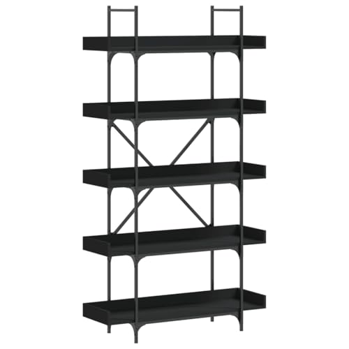 5-Tier Bookshelf Industrial Bookcase with Metal Frame, Storage Display Rack for Home Office, Living Room, Bedroom, 39.4x13x71.1 Inch, Black - color: Black 16