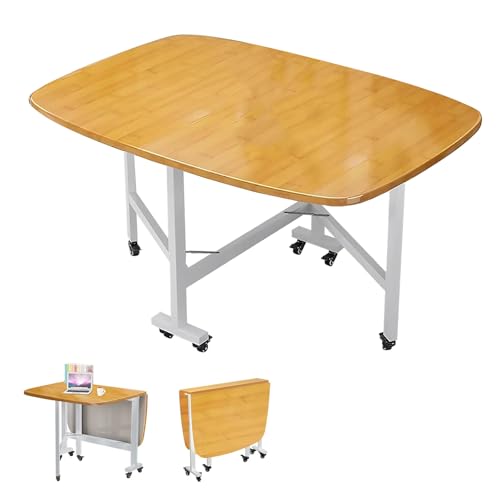 Multifunction Table Drop Leaf Dining Table, Foldable Kitchen Table Multifunction Space Saving Table For Dining Room Home Office, Easy To Fold And Unfold, Multifunction Expandable Table(Yellow,100x60x7 - color: Yellow, size: 100x60x75cm
