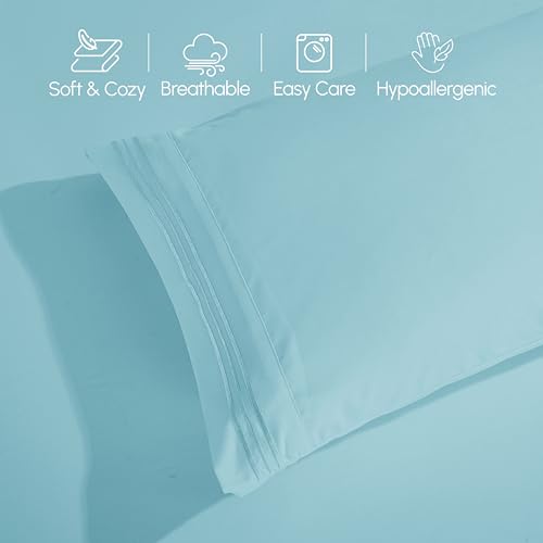 Elegant Comfort Luxury 1500 Premium Hotel Quality Microfiber 4-Piece Sheet Set - Wrinkle Resistant, All Around Elastic Fitted Sheet, Deep Pocket up to 16", Twin/Twin XL, Aqua - color: Aqua, size: Twin/Twin XL