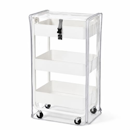 Rolling Utility Cart Cover Frosted PVC Dustproof Protective Cover 17x13x31 | Frosted PVC, waterproof, dustproof, privacy protection, durable, easy clean, custom fit, all-season use, tear-resistant - color: Transparent