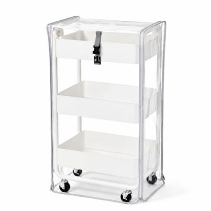 Rolling Utility Cart Cover Frosted PVC Dustproof Protective Cover 17x13x31 | Frosted PVC, waterproof, dustproof, privacy protection, durable, easy clean, custom fit, all-season use, tear-resistant - color: Transparent