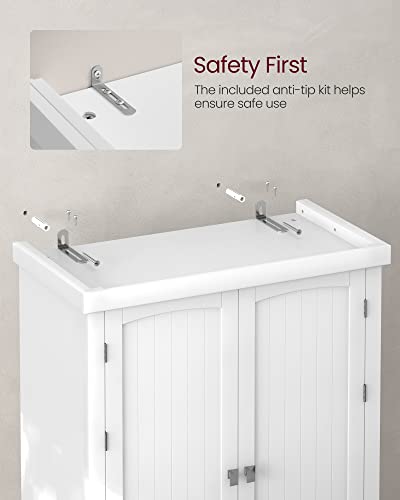 VASAGLE Pantry Cabinet, Freestanding Tall Cupboard with a Drawer | Freestanding cupboard with 2 cabinets, 4 adjustable shelves, 6 door shelves, White, UBBC561P31V2 - color: White, style: Modern
