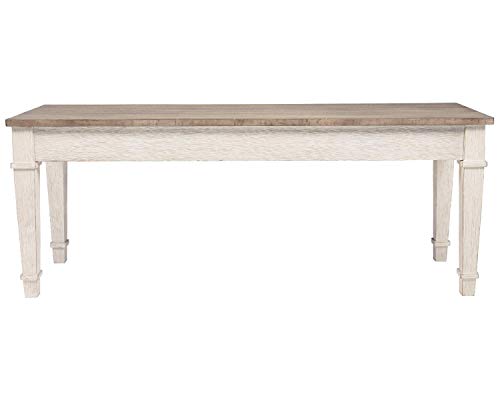 Signature Design by Ashley Skempton Farmhouse Storage Bench, Distressed Finish, Seat With Hidden Storage, Wood, 48" W x 15" D x 18.5" H, White & Light Brown