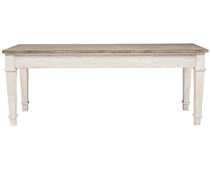 Signature Design by Ashley Skempton Farmhouse Storage Bench, Distressed Finish, Seat With Hidden Storage, Wood, 48" W x 15" D x 18.5" H, White & Light Brown