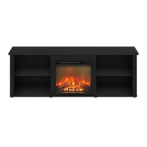 Furinno Classic 70 Inch TV Stand with Fireplace, Americano - color: Americano, size: 70-Inch Classic