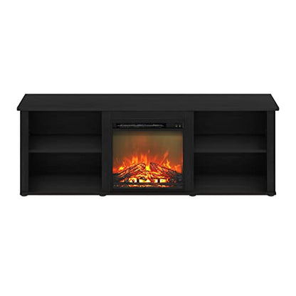 Furinno Classic 70 Inch TV Stand with Fireplace, Americano - color: Americano, size: 70-Inch Classic