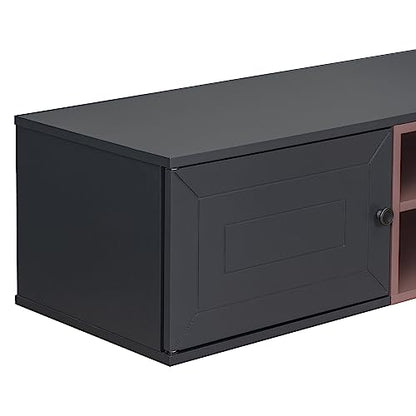 YardGo Floating TV Stand for TVs up to 65", Wall Mounted TV Cabinet with 2 Magnetic Doors & 2 Adjustable Shelves, 53'' Modern Entertainment Center Media Console for Living Room, Bedroom, Black
