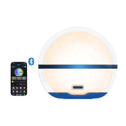 OLIGHT Sphere C Smart Night Light, USB-C Rechargeable, Ambient Table Lamp with APP Control, 75 Lumens RGB Dimmable Bedside lamp, Portable for Parties, Camping, Decoration (Type-C Cable Excluded) - style: Stellar Sky