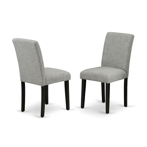 East West Furniture ABP1T06 Abbott Parson Dining Room Chairs - Shitake Linen Fabric Upholstered Chairs, Set of 2, Black - color: Abp1t06