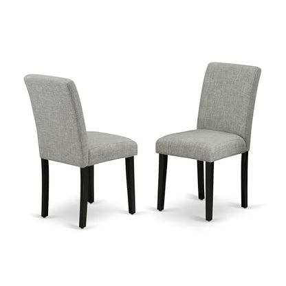 East West Furniture ABP1T06 Abbott Parson Dining Room Chairs - Shitake Linen Fabric Upholstered Chairs, Set of 2, Black - color: Abp1t06