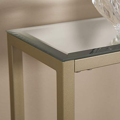 SEI Furniture Darrin Narrow Mini Console Table With Mirrored Top, Transitional Style With Glam Touch Powder-Coated Iron, Gold - size: 36"