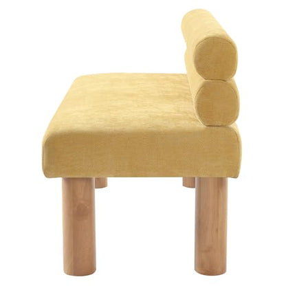 Christopher Knight Home Wally Fabric Upholstered Dining Bench, Long Dining Room Chair, Wooden Entryway Bench, Bedroom End of Bed Bench, Yellow+Natural - color: Yellow+natural